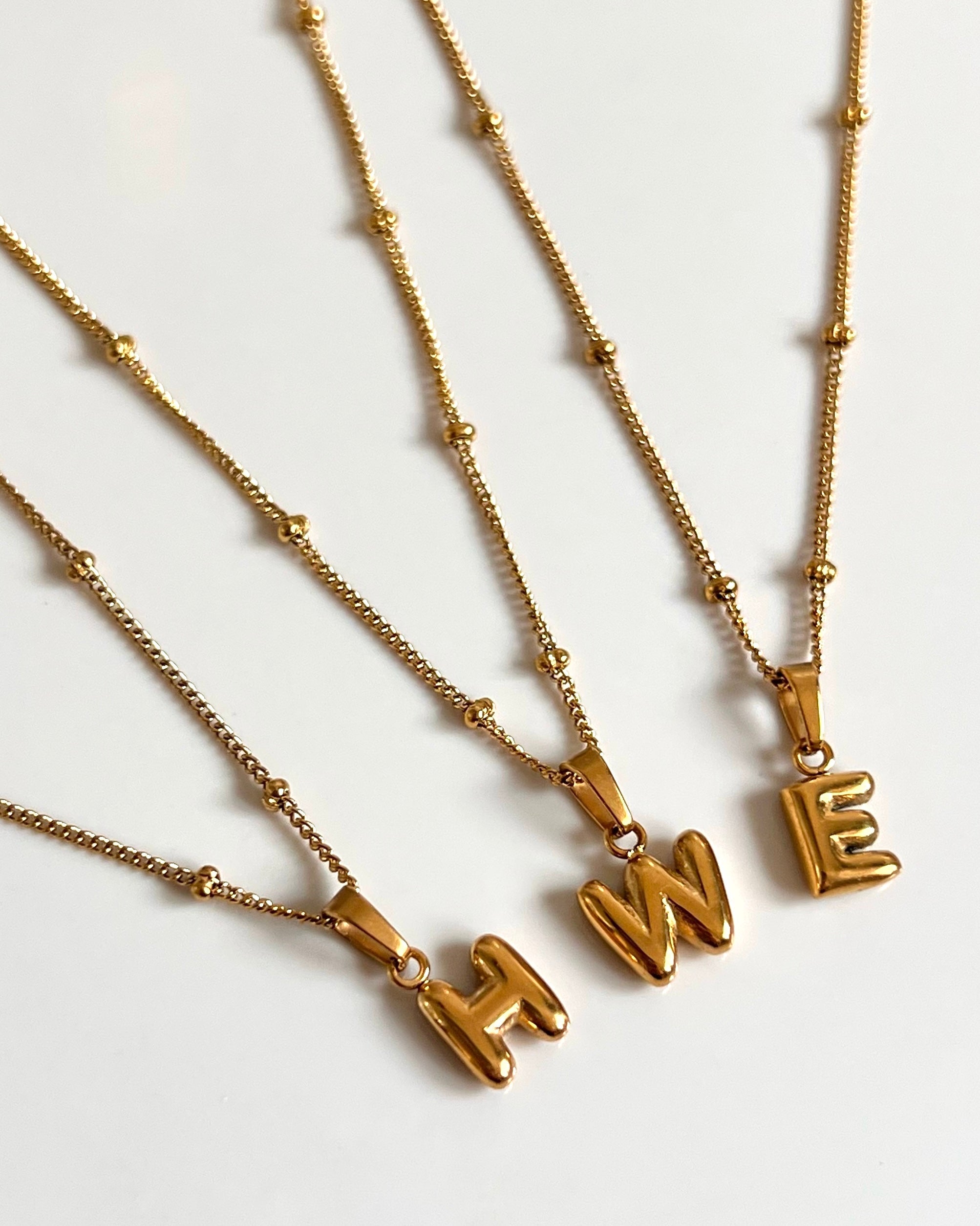 Gold-Plated Bubble Letter Monogram Necklace | Anthropologie UK